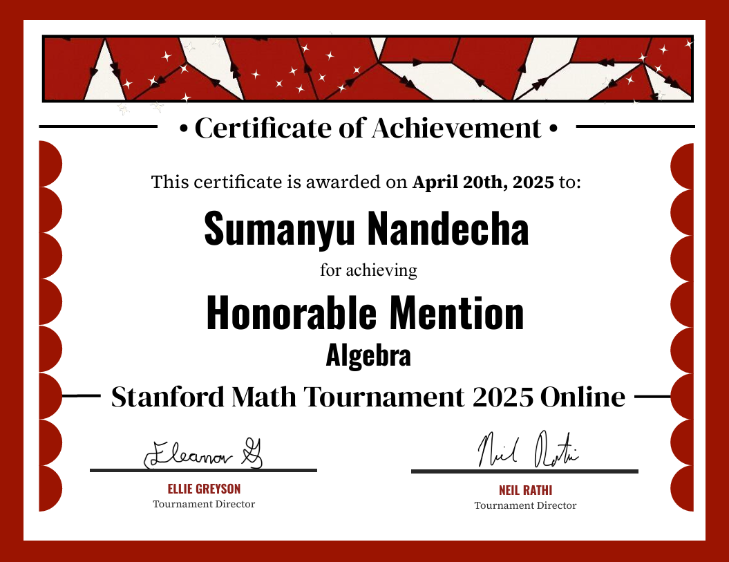 Sumanyu HM in Algebra 2025